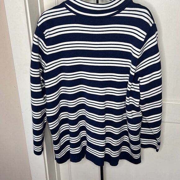 Charter CIub Cotton Striped Sweater Blazer Intrepid Blue Plus Size 3X - Picture 6 of 7